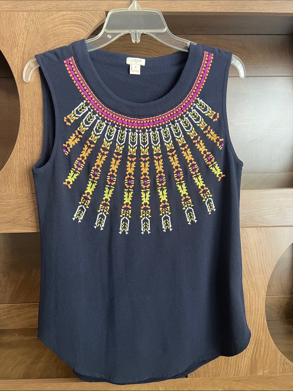 J. Crew Navy Embroidered Sleeveless Camisole